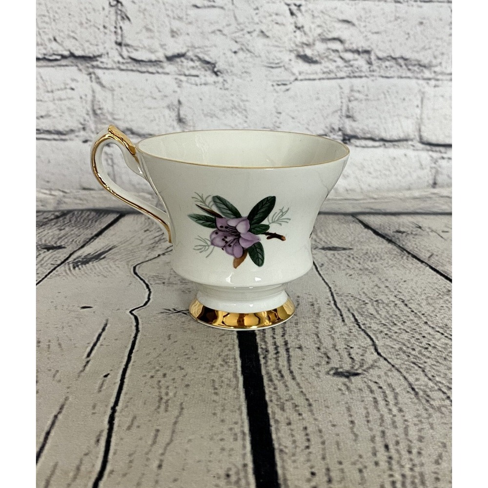 Windsor Lavender Azaleas Gold Trim Bone China Teacup